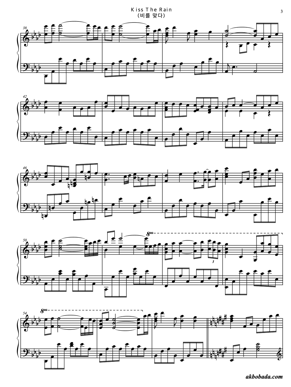 Sheet piano Kiss The Rain Yiruma 1