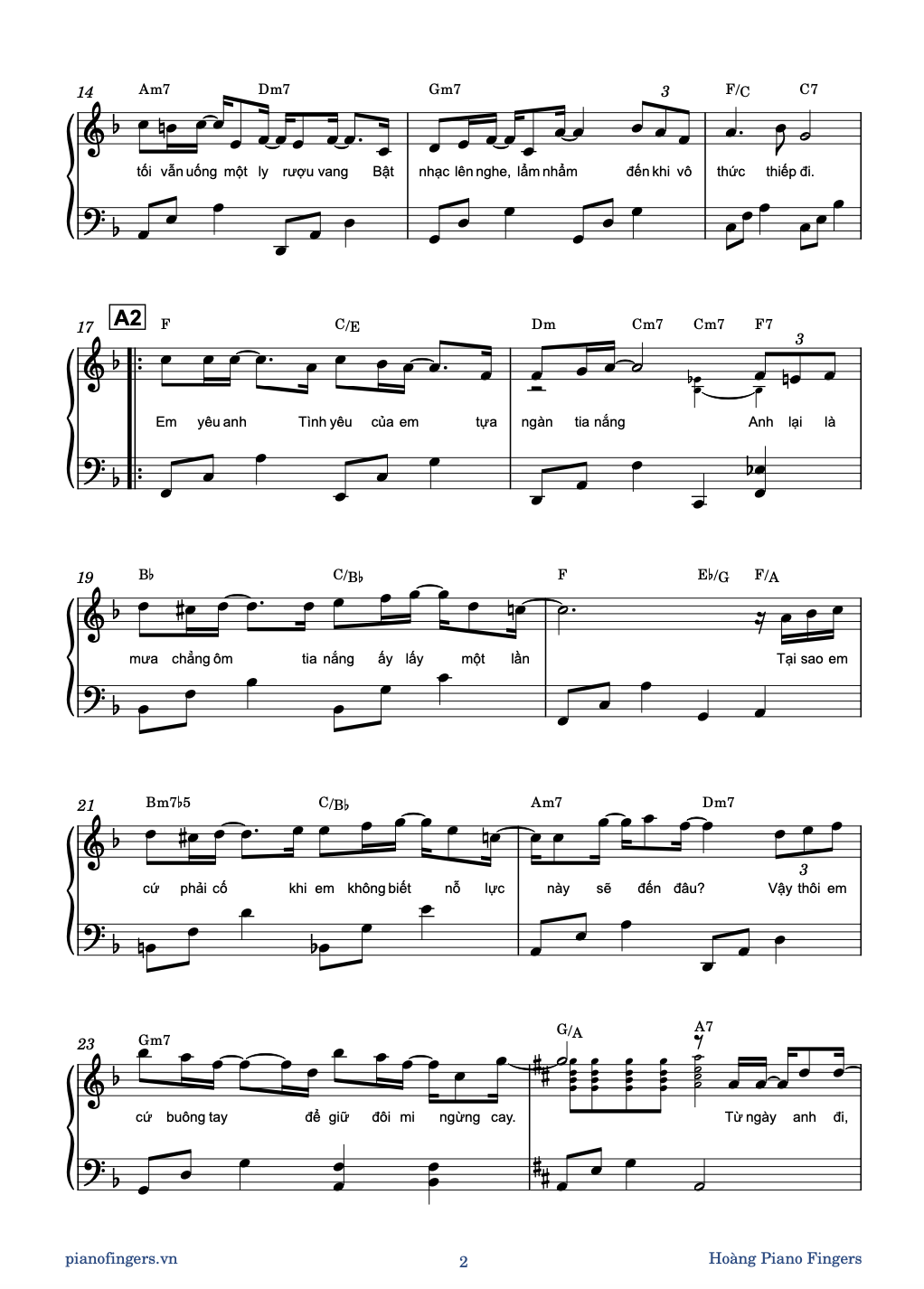 Sheet piano Rồi em sẽ gặp một chàng trai khác _ Hoàng Piano Fingers _ Basic