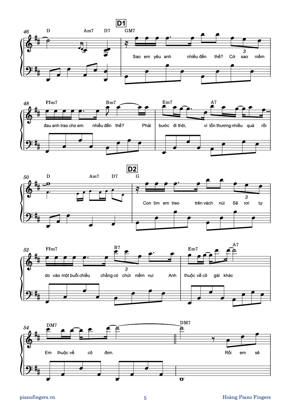 Sheet piano Rồi em sẽ gặp một chàng trai khác _ Hoàng Piano Fingers _ Basic