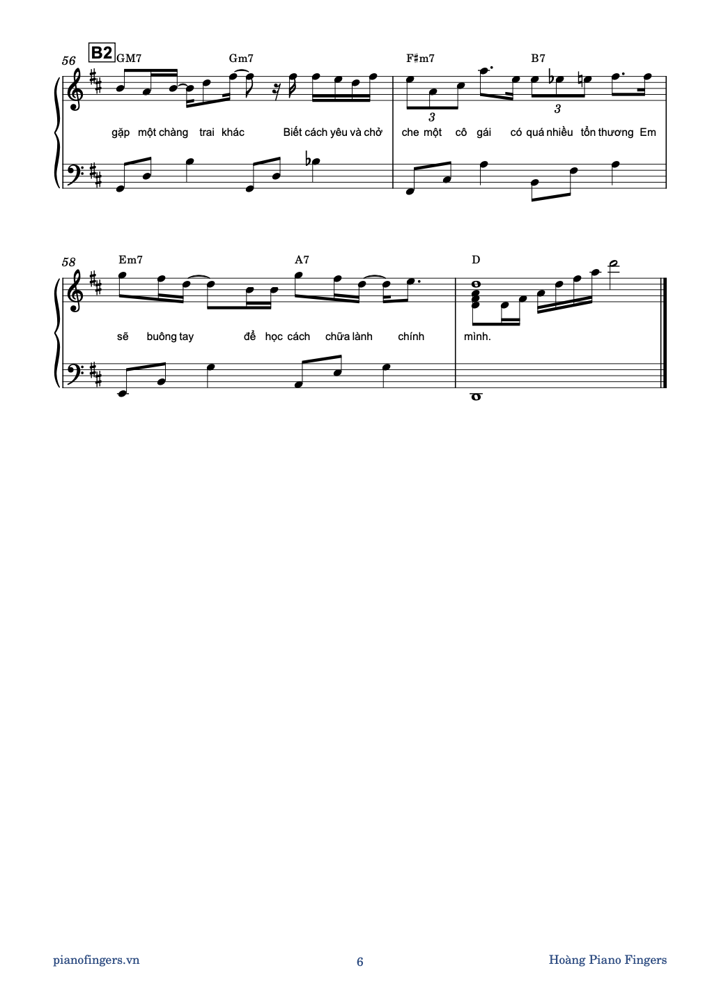 Sheet piano Rồi em sẽ gặp một chàng trai khác _ Hoàng Piano Fingers _ Basic